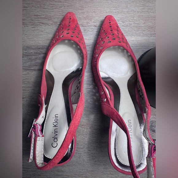 Calvin Klein Slingback Damaris Pumps Size 7 Coral Orange Red Slingback Heels - Picture 8 of 13